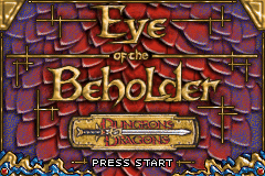Dungeons & Dragons Eye of the Beholder title screen for GameBoy Advance